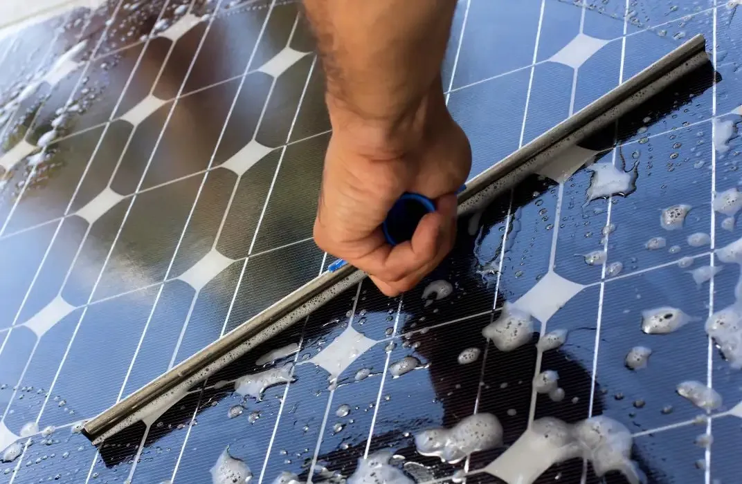 Solar panel cleaning service to boost energy output and maintain peak performance.